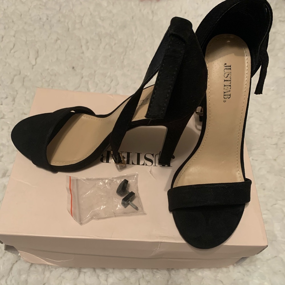 Black open toe heels